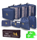 blue packing cubes for suitcase